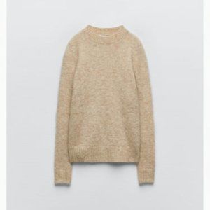NWT ZARA ALPACA AND WOOL BASIC SWEATER  TAUPE BROWN - REF. 5755/134 S